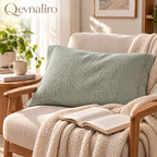 Qevnaliro 100% Washed Cotton Muslin Pillow Sham Set – Ultra-Soft Crinkle Textured Pillowcases with Tailored Flange