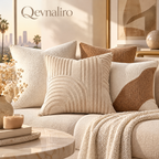 Qevnaliro Modern Geometric Textured Throw Pillow Covers – Bouclé & Ribbed Arch Accent Cushion Covers for Sofa, Bed & Living Room