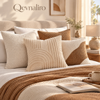 Qevnaliro Modern Geometric Textured Throw Pillow Covers – Bouclé & Ribbed Arch Accent Cushion Covers for Sofa, Bed & Living Room