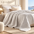 Qevnaliro Ultra-Soft Lightweight Quilted Coverlet – Modern Wave Stitched Summer Quilt Bedspread