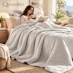 Qevnaliro Ultra-Soft Lightweight Quilted Coverlet – Modern Wave Stitched Summer Quilt Bedspread