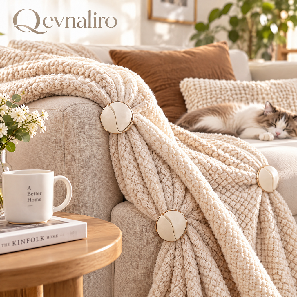 Qevnaliro Premium Leatherette Duvet Clips – Luxury Non-Slip Comforter Fasteners with Gold Trim (Pack of 4/8)