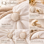 Qevnaliro Premium Leatherette Duvet Clips – Luxury Non-Slip Comforter Fasteners with Gold Trim (Pack of 4/8)