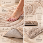 Qevnaliro Luxury 3D Tufted Arch Bath Mat – Ultra-Soft Absorbent Non-Slip Bathroom Rug, Modern Spa-Grade Accent Rug