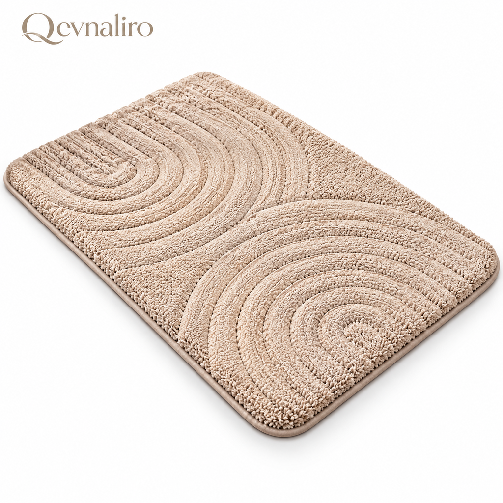 Qevnaliro Luxury 3D Tufted Arch Bath Mat – Ultra-Soft Absorbent Non-Slip Bathroom Rug, Modern Spa-Grade Accent Rug